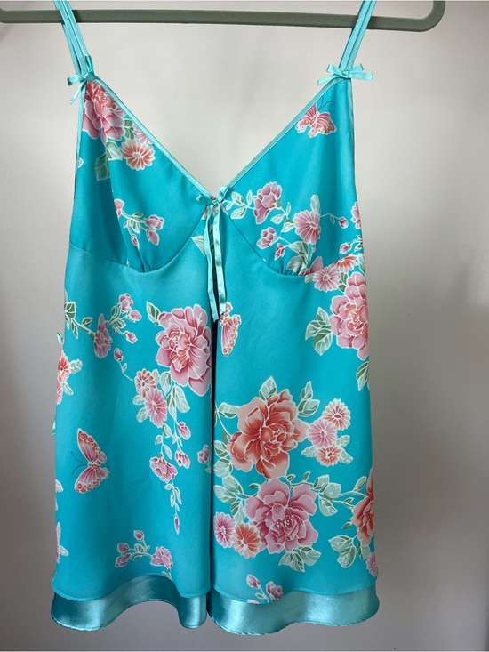 La Vie En Rose Other - Y2K La Vie En Rose Floral Satin Chemise Slip  with Pink Flower Print